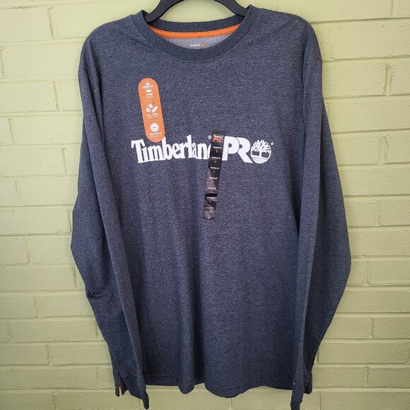 Timberland PRO Men's Long Sleeve T Shirt LARGE Blended Logo GRAY New Fashion A1 - Picture 1 of 8